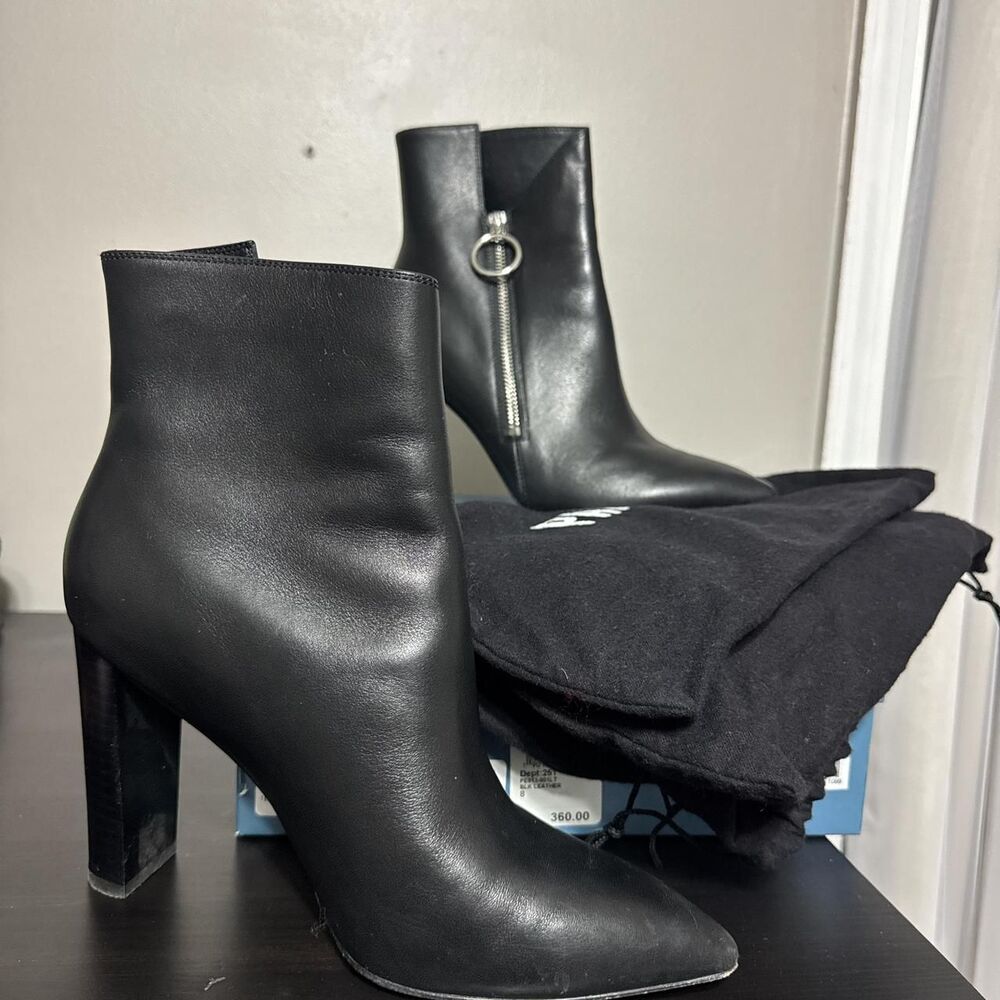 Paige Kate Women's Leather Ankle Boots Booties in Black Size 8